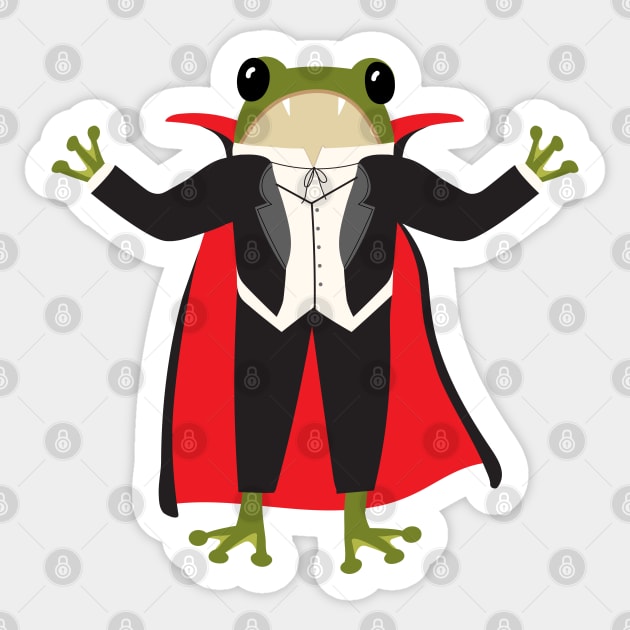 Vampire frog - Frog in a Halloween costume Sticker by Jennifer Ladd